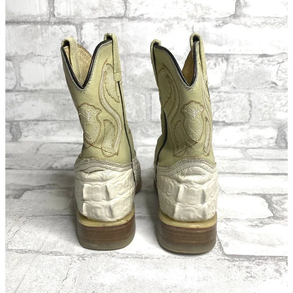 El General Western Kids Leather Cream Western Cowboy Style Boots Sz 18 (12)